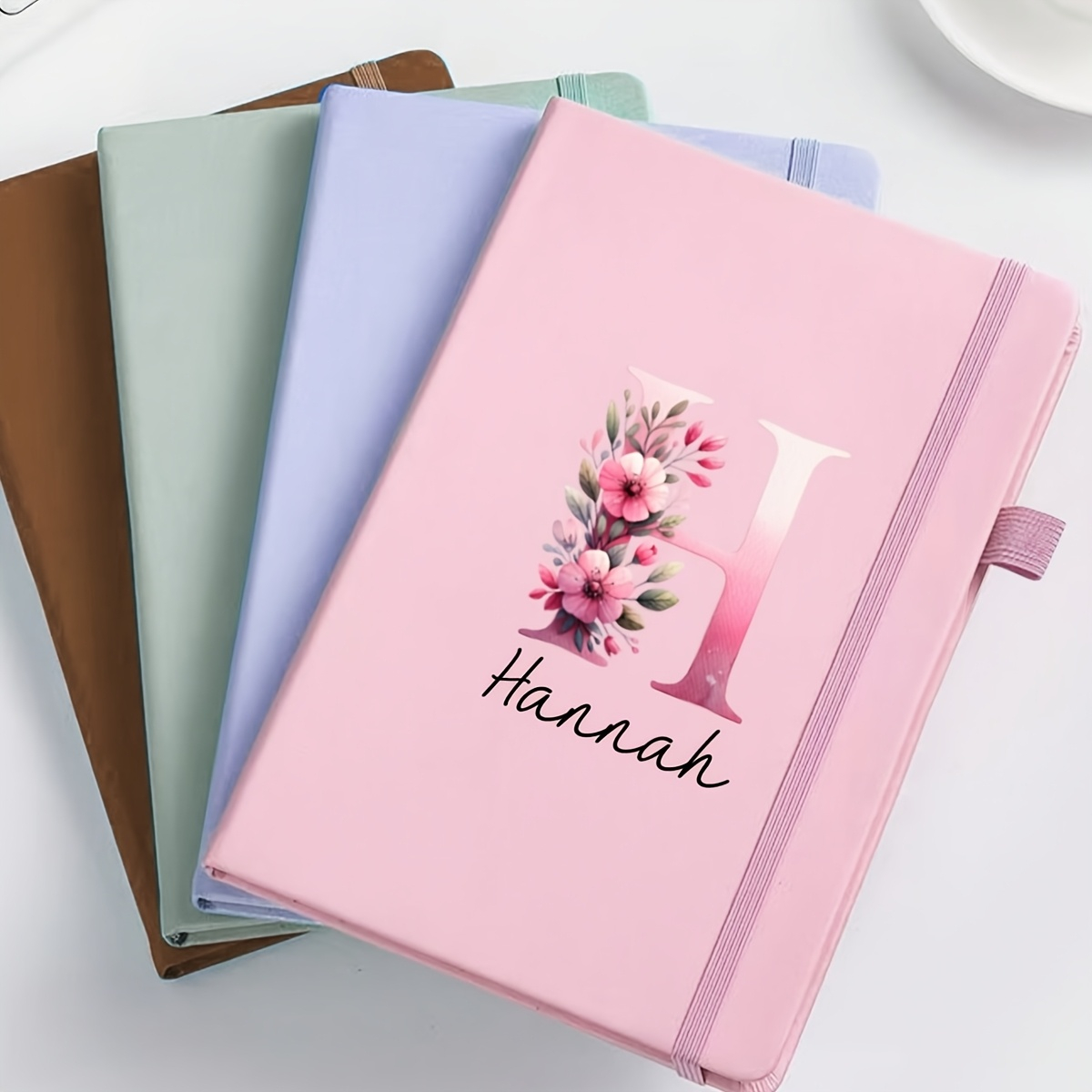 Leather Work Notebook - Personalized Name Leather Notebook, Custom Letter