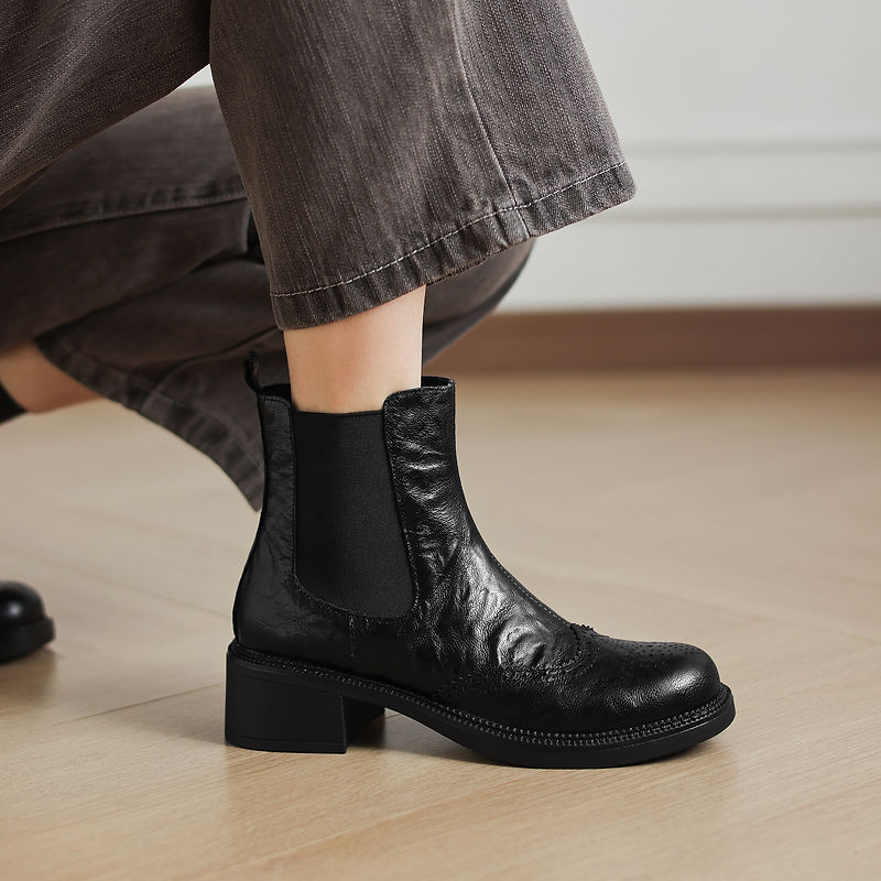 Leather Work Women Shoes - NEW Autumn Boots Women Split Leather