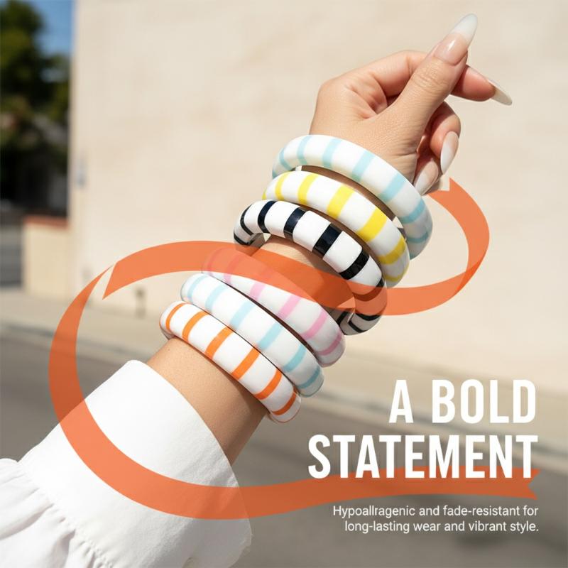 Leatherwork Jewelry - Color Block Resin Cuff Bracelet With