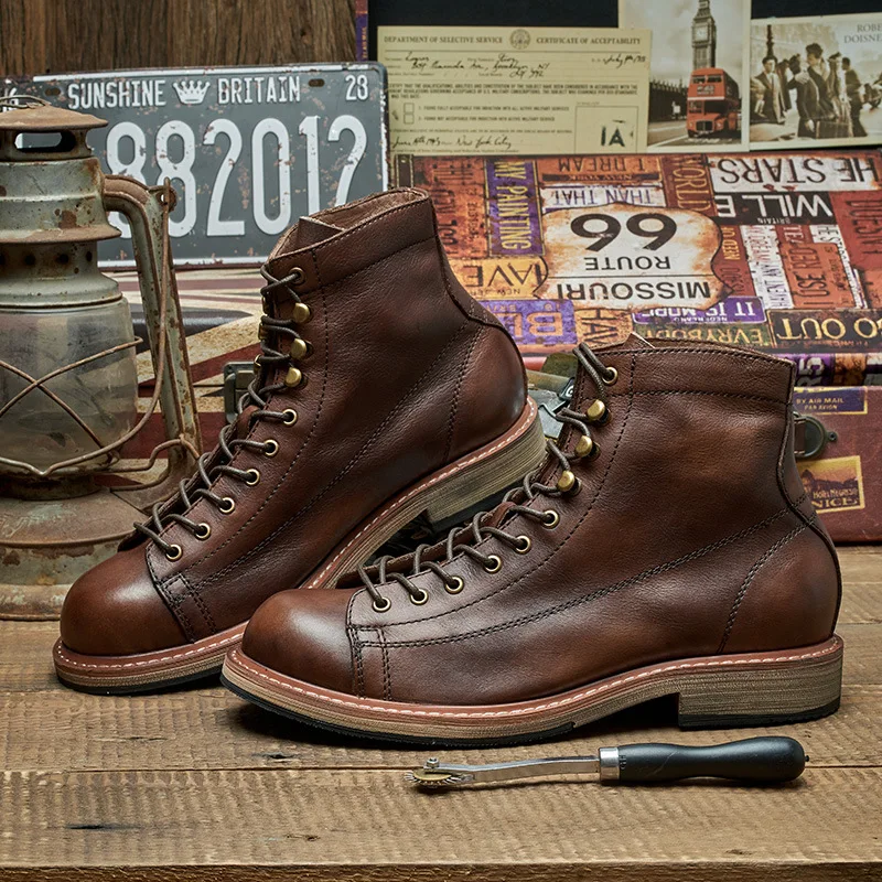 Handmade British Big Size Men  - Leather Work Boots review and price
