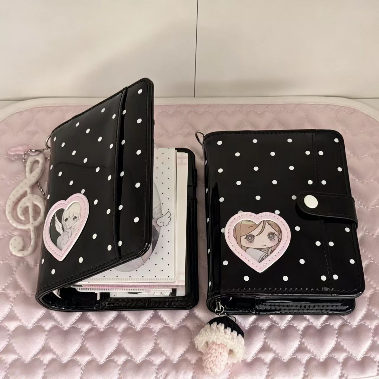 Korean Style Polka Dot Heart M - Leather Work Notebook review and price