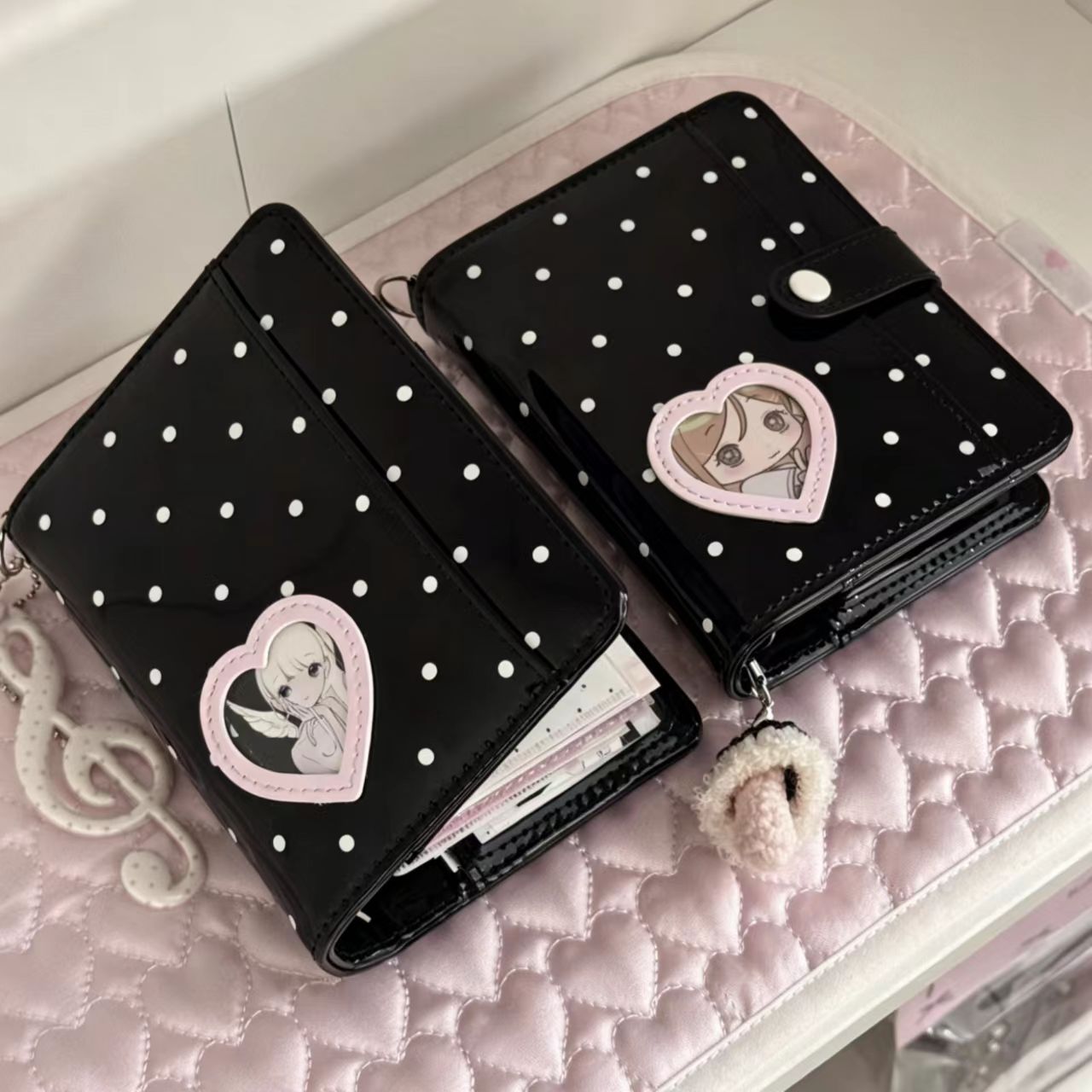 Korean Style Polka Dot Heart M - Leather Work Notebook review and price