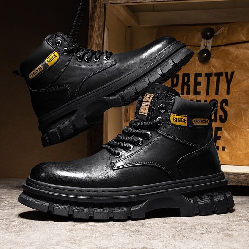 Vintage Men Platform Ankle Boo - Leather Work Boots review and price