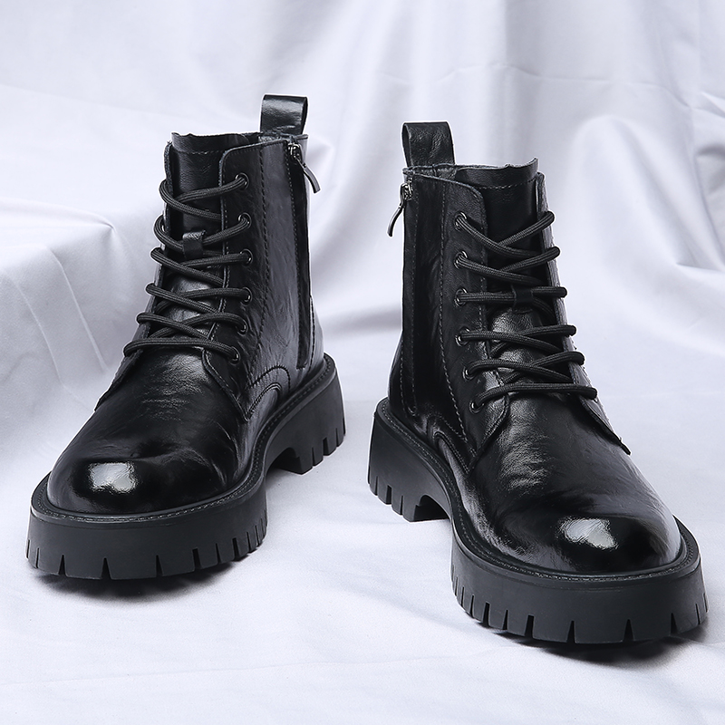 Men Side Zipper High Top Boots - Leather Work Boots review and price