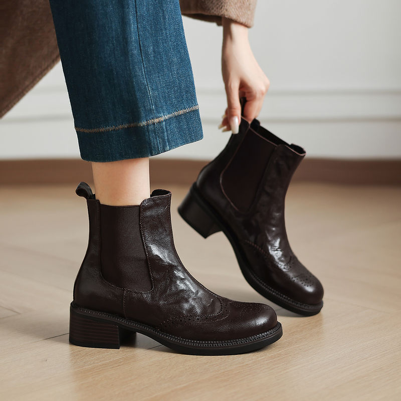 NEW Autumn Boots Women Split L - Leather Work Women Shoes review and price