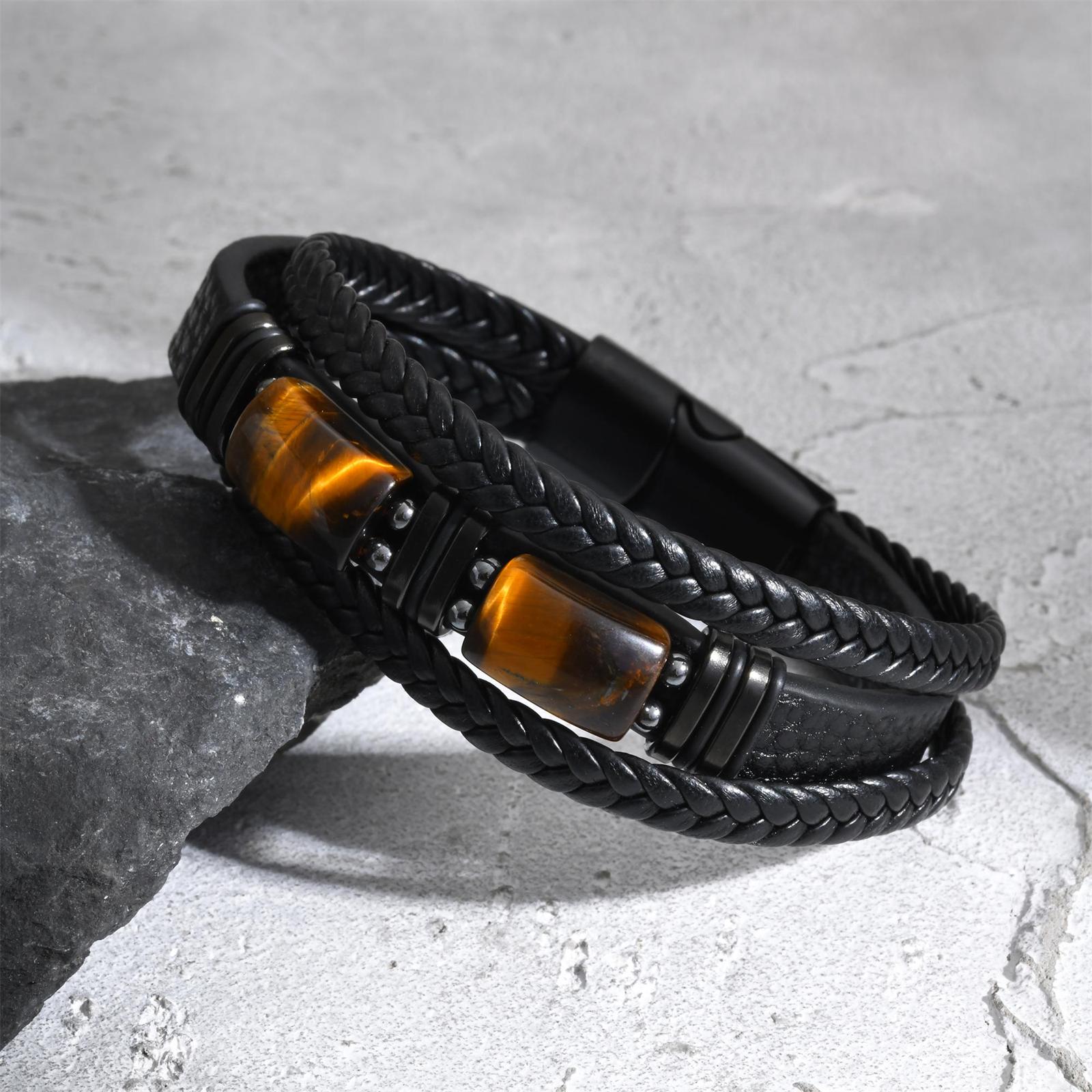Men Braided Leather Bangle Tig - Leatherwork Jewelry review and price