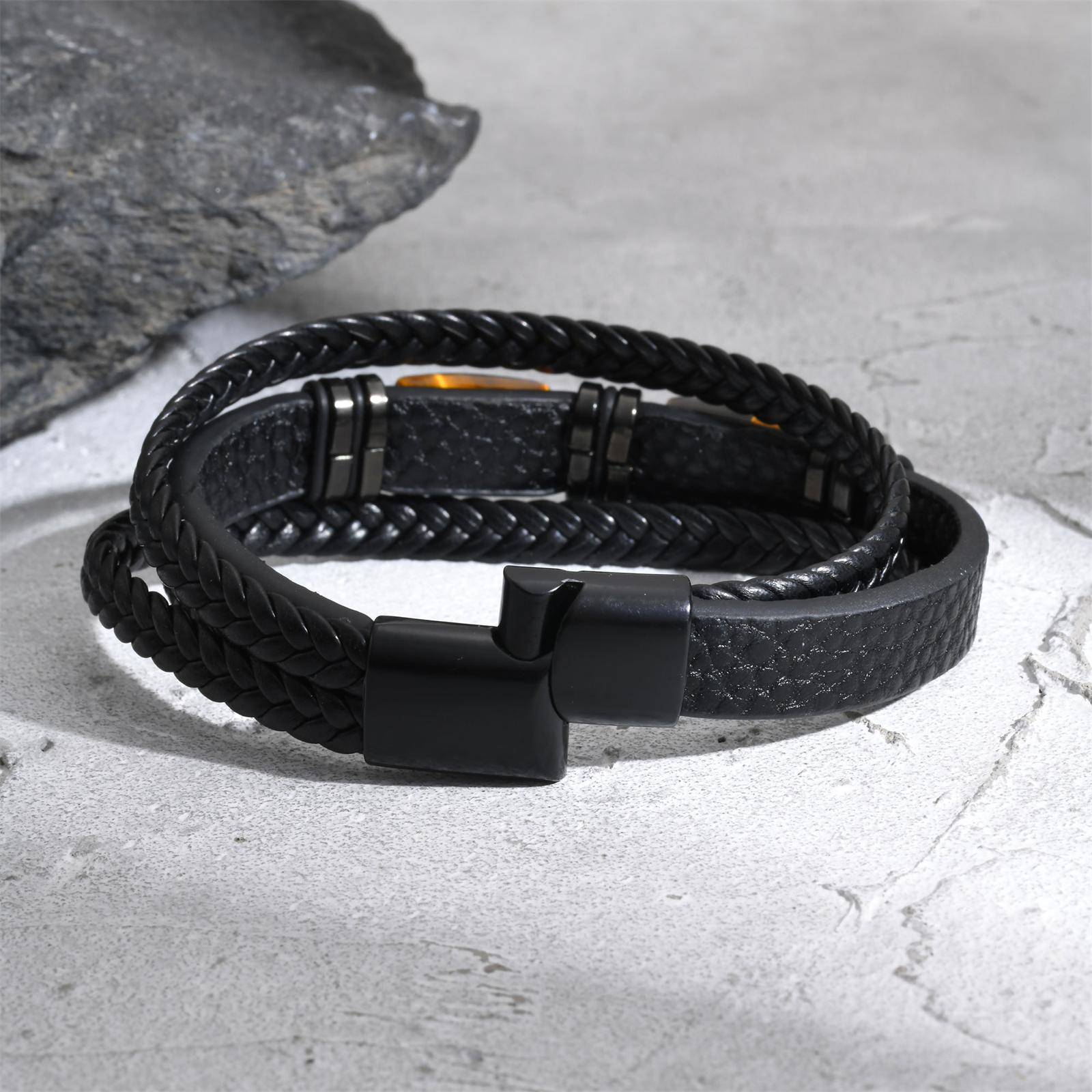 Men Braided Leather Bangle Tig - Leatherwork Jewelry review and price
