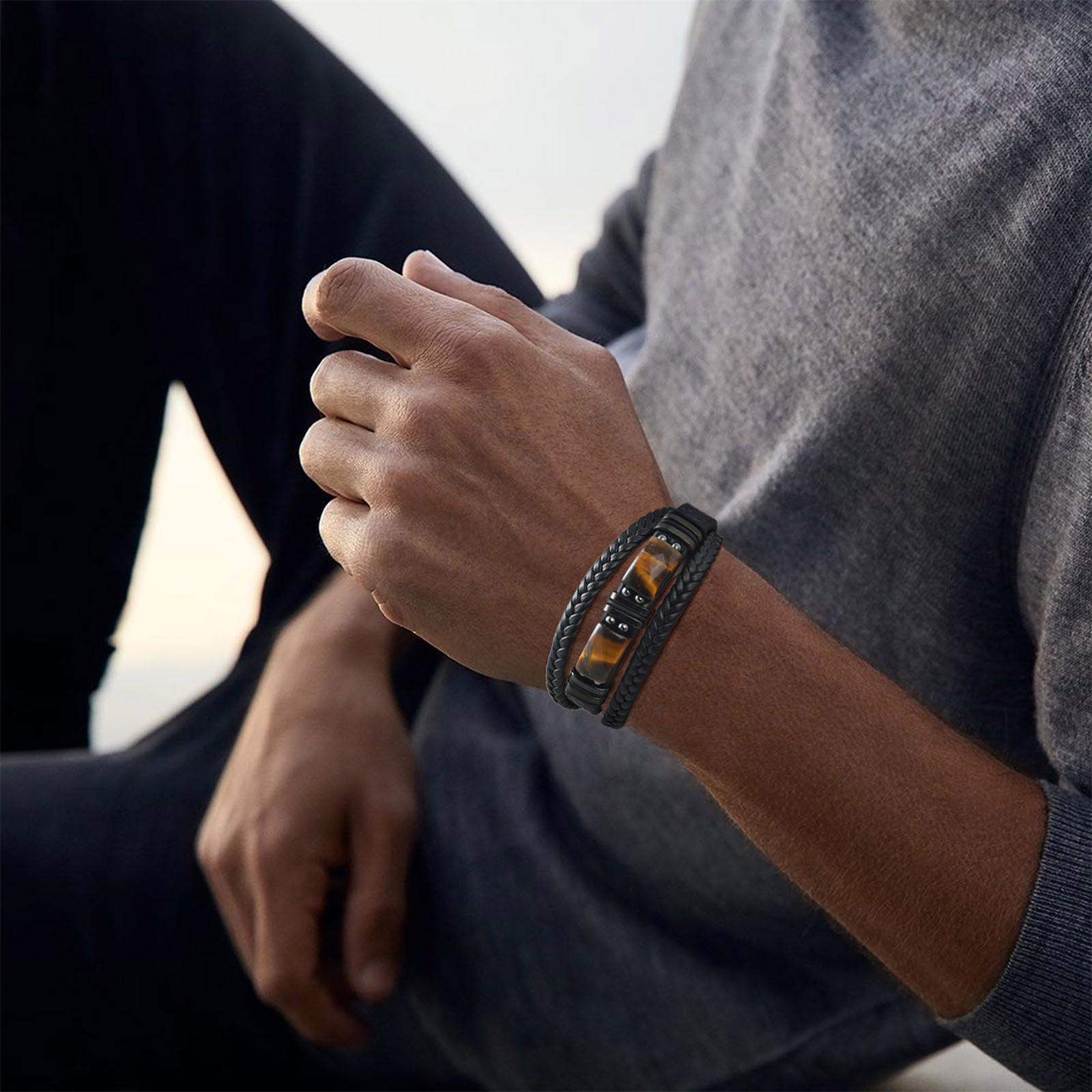 Men Braided Leather Bangle Tig - Leatherwork Jewelry review and price