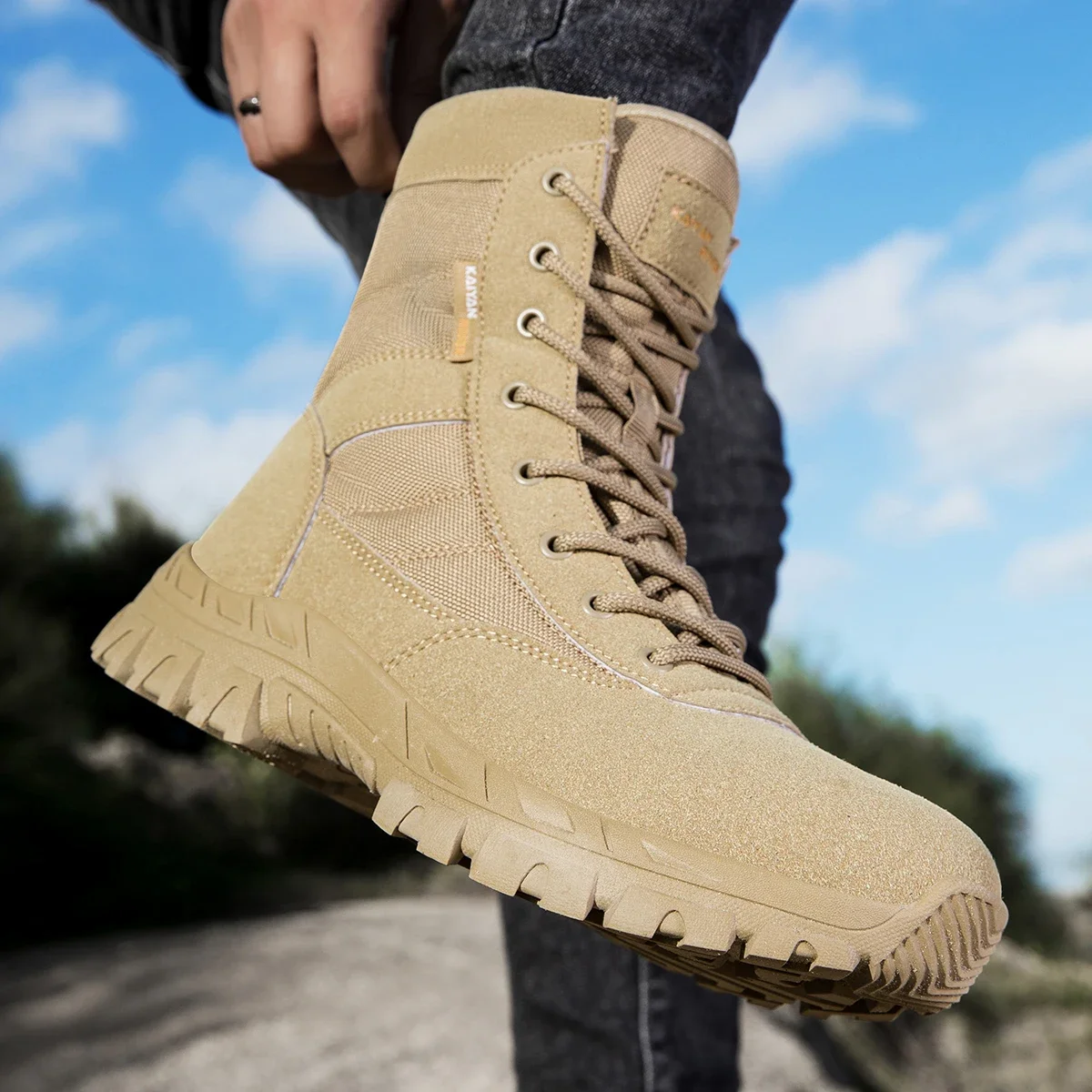 Men's Outdoor Hiking Shoes Hig - Leather Work Boots review and price