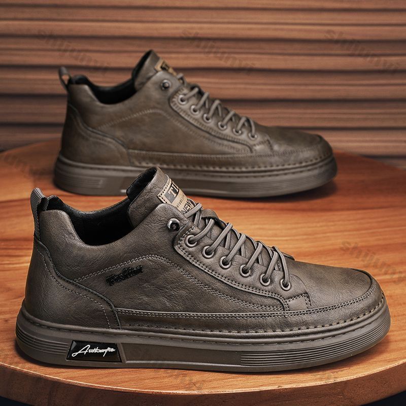 Men Ankle Boots Black PU Leath - Leather Work Boots review and price
