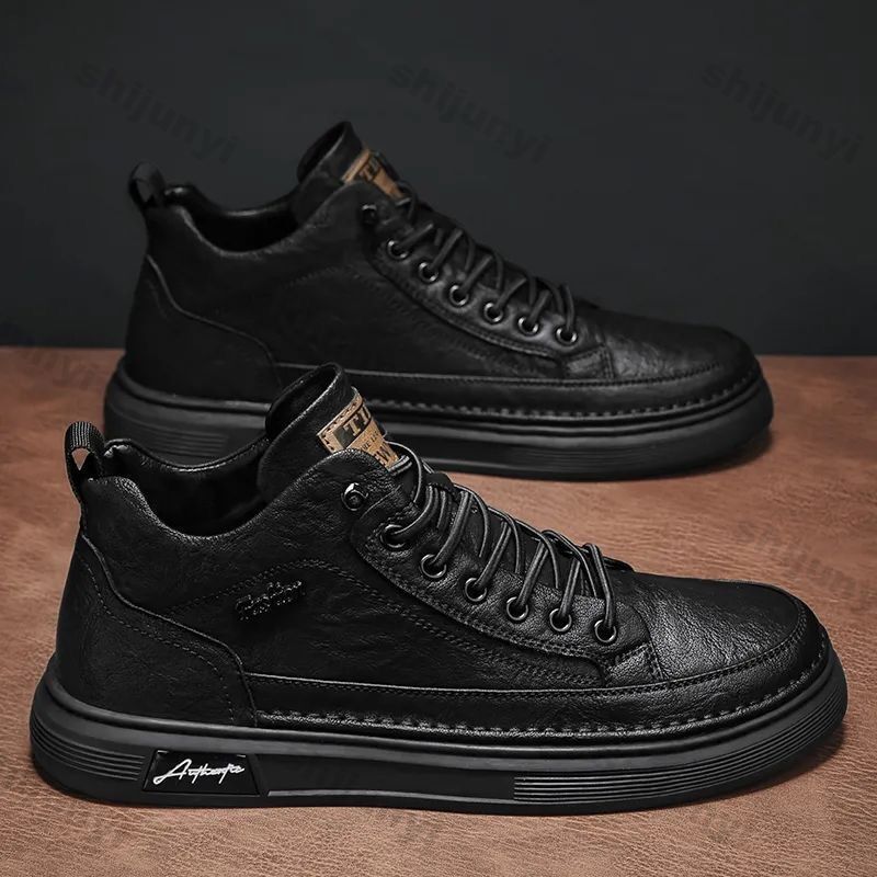 Men Ankle Boots Black PU Leath - Leather Work Boots review and price