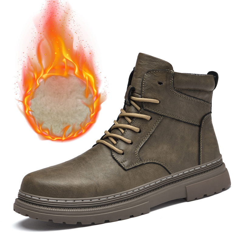 Warm Winter Men Leather Shoes  - Leather Work Boots review and price