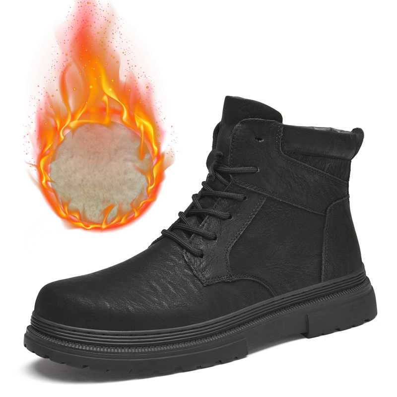 Warm Winter Men Leather Shoes  - Leather Work Boots review and price