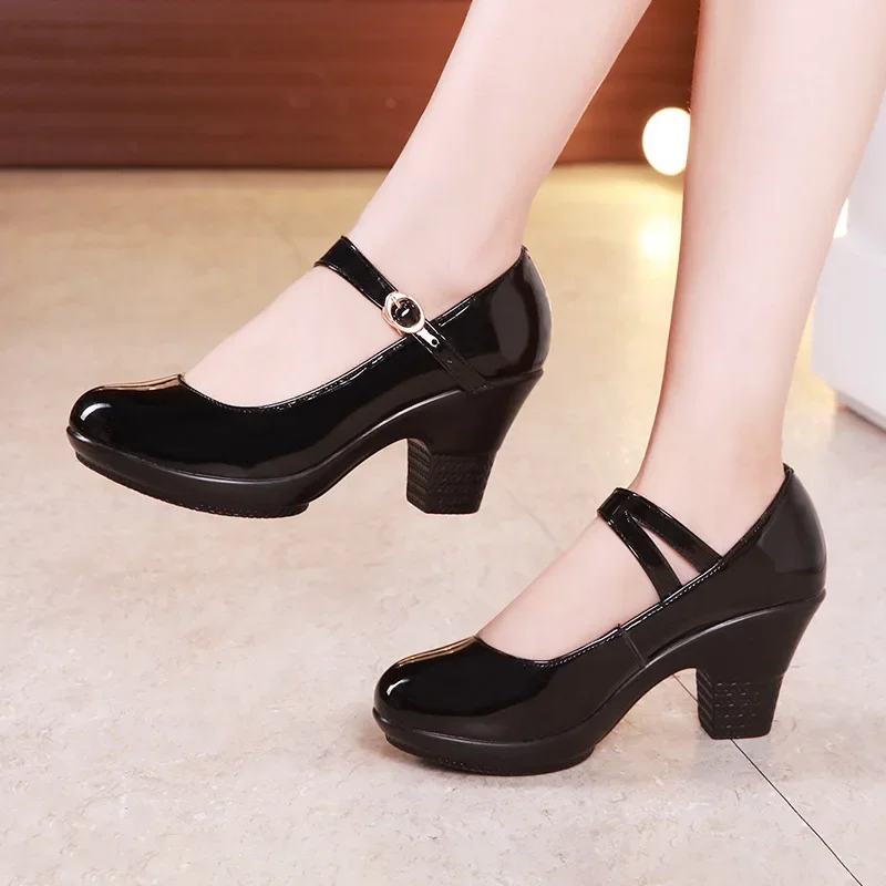 Small Size 32-43 Medium Block  - Leather Work Women Shoes review and price