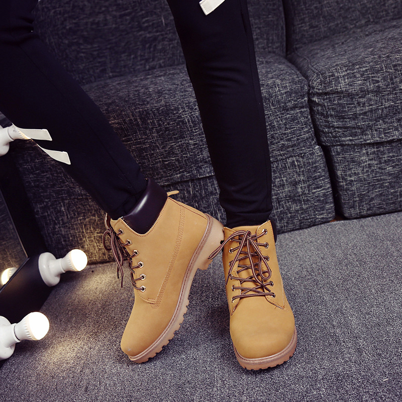 Women's Platform Boots Round T - Leather Work Women Shoes review and price